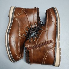 Bass Sutton Ankle Boots Youth US Size 3M Brown Comfort Moc Toe Side Zip Lace Up