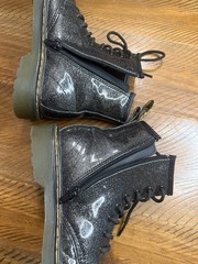 Dr. Martens 1460 Pascal Glitter boots Side Zip AirWair heel loop Black Size 5 W