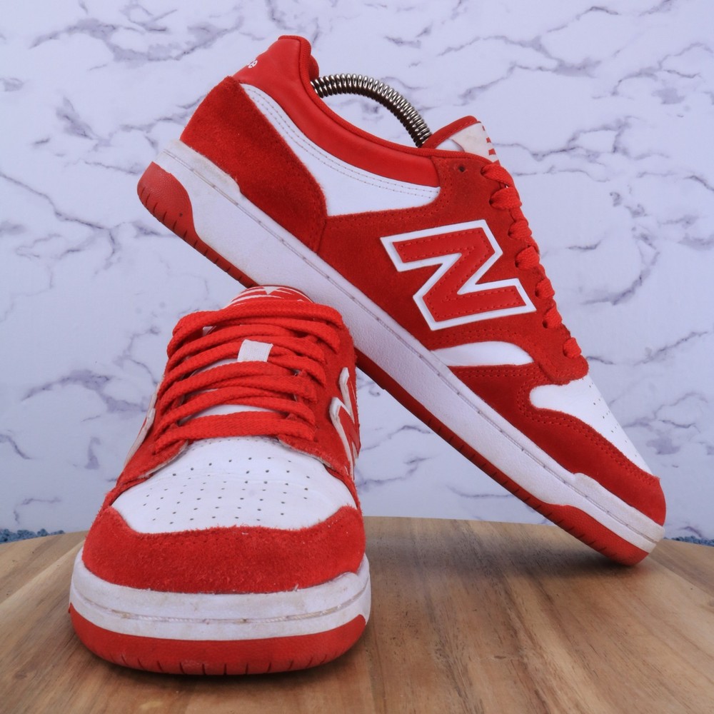 New Balance 480 Team Red White Low Suede Shoes Sneakers GSB480WR Youth Size 7 M