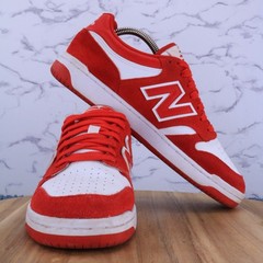 New Balance 480 Team Red White Low Suede Shoes Sneakers GSB480WR Youth Size 7 M
