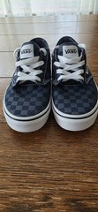 Vans Off The Wall Authentic Checkered Navy On Gray Youth Size 3.5 Checker Shoes