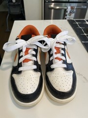 Nike White Blue & Orange Leather Athletic Shoes Youth Size 3 Excellent Condition