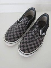 VANS CHECKERBOARD LOW PROFILE CLASSIC SLIP-ON BLACK/PEWTER CHECK KIDS SIZE 3 EUC