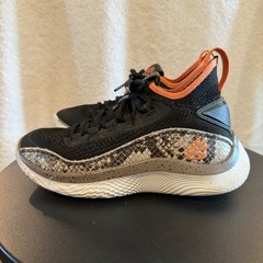 Under Armour Curry Flow 8 Snakeskin Basketball Shoes Black/Orange Size 3.5Y