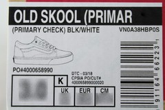 VANS OLD SKOOL PRIMARY CHECKERBOARD BLACK/OFF WHITE CHECK KIDS BOYS YOUTH SIZES
