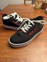 Heelys Black/Red/White Low Top Wheel Sneakers Canvas Lace-Up Kids US 3