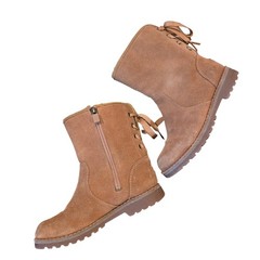 UGG Kids Suede Ribbon Lace Up Back Boots Chestnut Brown 1005146 Size 13