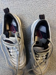 Nike Air Max 97 OG Bullet Silver And Red Youth 3.5 918890-001