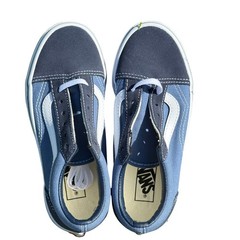 Vans Old Skool Navy Blue Suede Canvas Low Top Skate Shoes Kids Size 1.0 EUC
