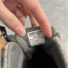Sorel Out N About Boots Youth Size 3 Gray Tan Suede Waterproof Winter Snow