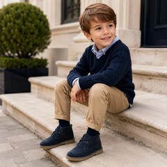 Crewcuts J.Crew Kids Navy Suede Chukka Boots Boy Size 9 Desert Ankle Shoes
