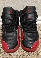 Jordan Air Jordan 12 Black/Red Leather Mid Top Sneaker Youth 3Y 151186-002