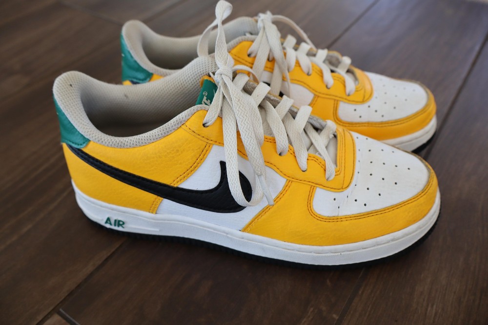 Nike Air Force 1 Low Shoes Sneakers Kids Size 5.5 Yellow Green White Black