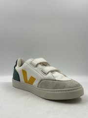 VEJA Small V-12 Chromefree (Little Big Kid) Sneaker, Extra White/Multicolor US 4