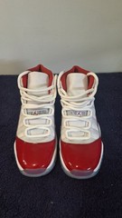 Jordan 11 Retro Cherry GS Size 7Y Pre-Owned 378038-116 White Red with OG Box