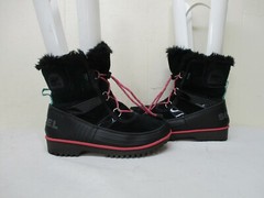 Sorel NY 2417-010 Black Rubber Suede Leather Lace Ankle Snow Boots Youth Size 5