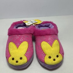 Peeps Bunny Slippers Youth 11/12 Pink Plush Easter NEW