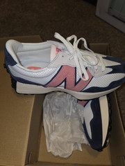 New Balance MEN MS327PW Lace-Up Low Top Sneakers White/Navy/Pink US 9 d