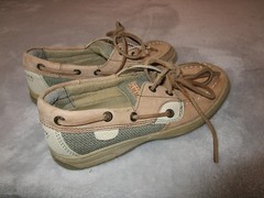 Sperry Top-Sider Bluefish LC Shoes Youth Size 2 Tan Olive Boat Deck Leather