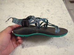 Chaco’s Kids 2 ZX1 Ecotread Sports Sandals Black and Mint Green/Teal Sz 3