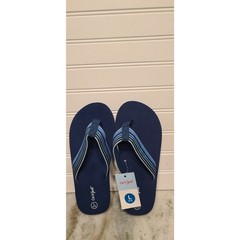 Cat & Jack Navy Blue Striped Thong Flip Flop Sandals Size L 4/5 NWT