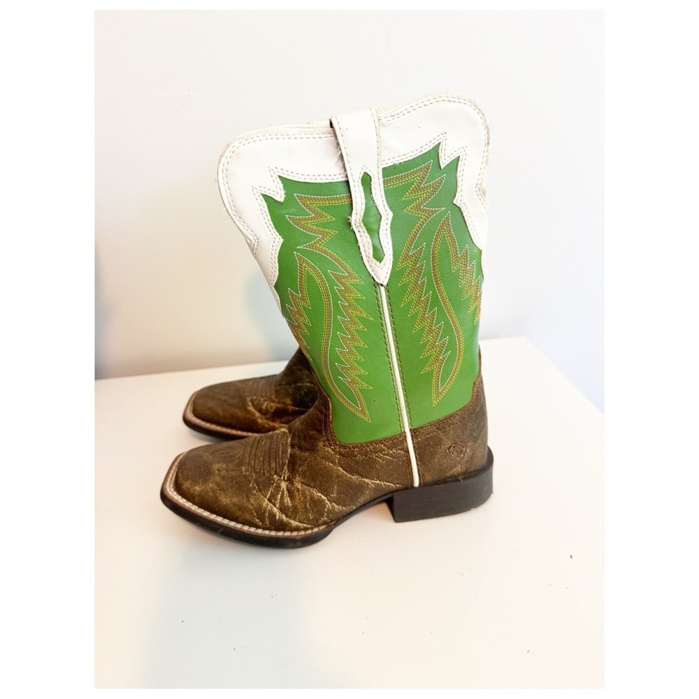 Ariat Kids size 13 Western leather boots brown green