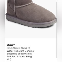 NWT UGG Gray Classic ll short Boot kids size 3