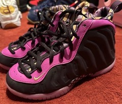 Nike Little Posite One High Top Synthetic Sneakers Purple/Black Kids 13C