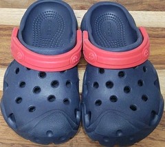 🌊Crocs Toddler Swift Water Clogs Navy/Flame Red Size C8 UNISEX 202607-4BA
