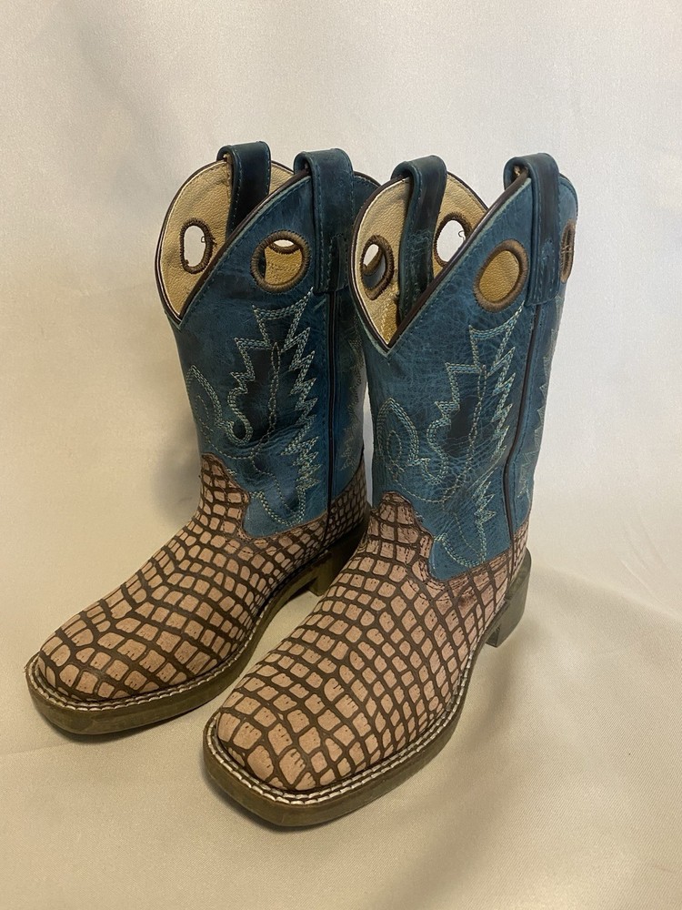 Smoky Mountain Kid’s Brown Reptile Dark Turquoise Boots Size 13