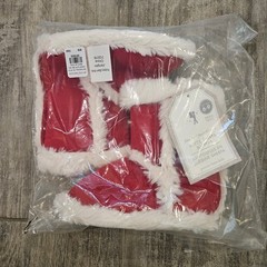 Pottery Barn Kid Suede Sherpa Slippers Red Size 6-9 Cozy Winter NEW Gift Holiday