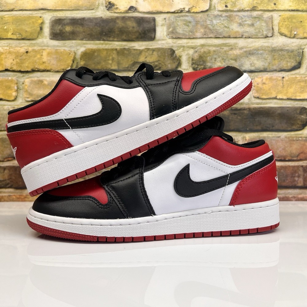 Air Jordan 1 Low ‚Bred Toe Chicago‘ Black Sneaker Size 6Y Youth 553560-612