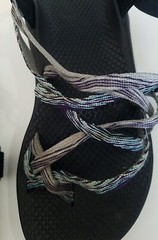 Chaco’s Womens Sz 5 Wide Ecotread Sports Sandals Black and Mint Green/Teal