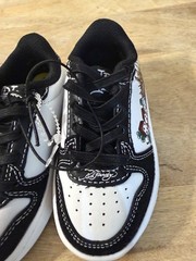 Ed Hardy White Black Graphic Sneaker Unisex Kids Lace Up Size 5