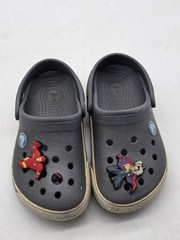 Crocs Shoes Kids Size C8/C9 Gray Crocband Clog Marvel Jibbitz Iron Man Thor