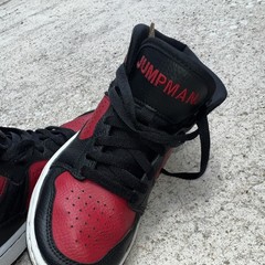 Nike Jordan Jumpman High Top Sneaker Black/Red Leather Kids 4Y AV7941-006