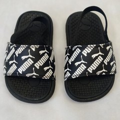 Puma Cool Cat Bold Slide Strap Sandals Kids Size 7C Black White Unisex Boy Girl