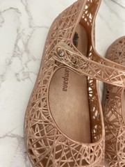 Mini Melissa +Campana Zig Zag Jelly Flats Little Girl Toddler sz 8 Rose Gold