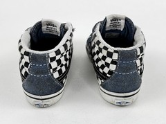 Vans Mid High Rise Sneakers Blue Check Size 10 Toddler Hook Loop Skateboard