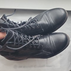 Frye Black Leather Erin Lug work Combat Boot Lace Up Youth size 14 3474314 BLK