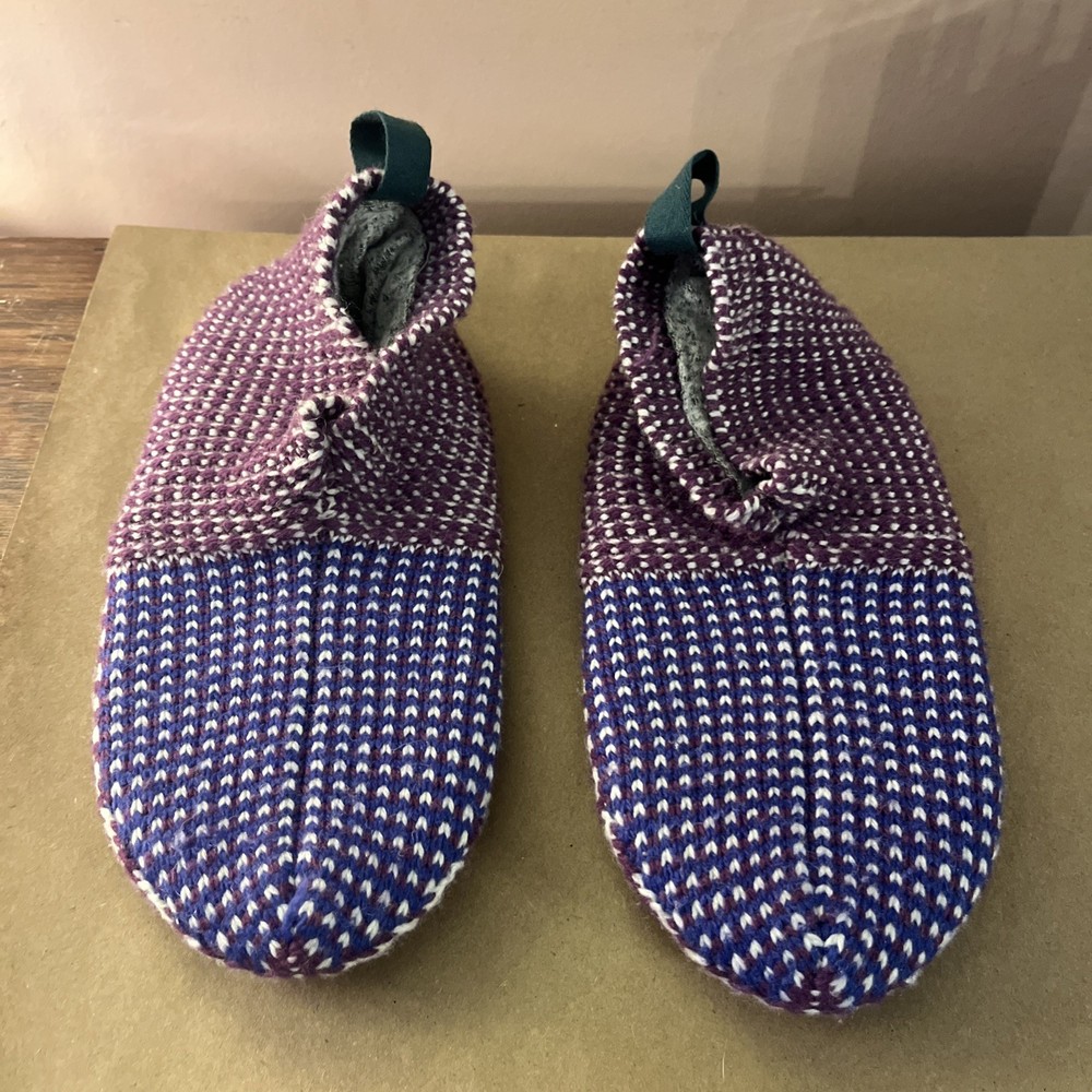 Bombas Gripper Slipper Socks Lined Kids Size 1-5 Knit Purple