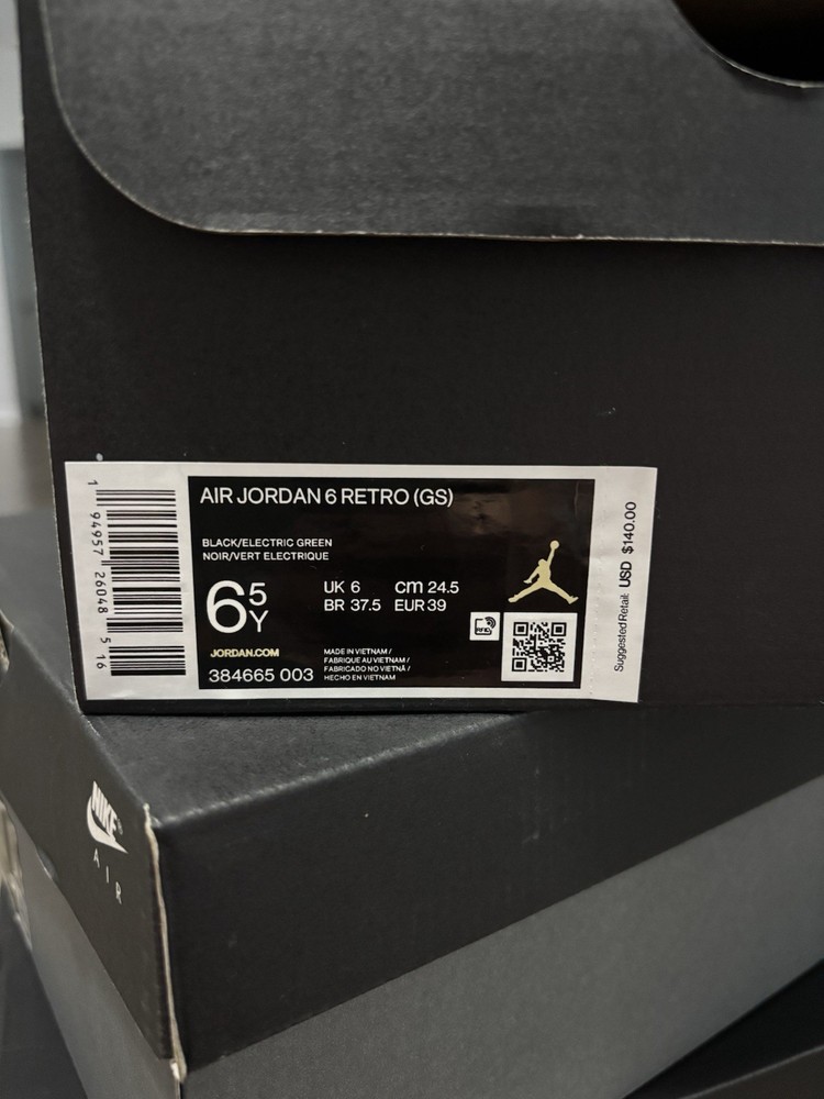 Size 6.5 (GS) – Jordan 6 Retro Mid Electric Green