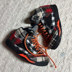 ​Air Jordan Textile Sneakers Multi-Color Tartan Plaid Patchwork US Size 1Y