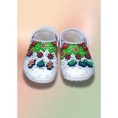Crocs Classic Lined Holiday Christmas Sweater Clogs Kids C12 w/ Jibbitz Charms