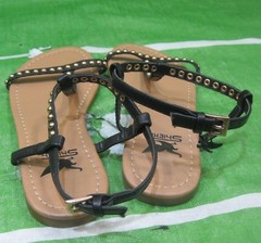 new Summer Black Open toe gold stud Back Strap Cute Shoes Sandals GIRL Size 2