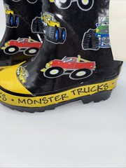 Monster Trucks Rubber Rain Snow Boots Youth 7 Boys Girls Black /Yellow NWT