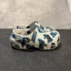 Crocs Gaming Clog Shoes Kids Size 9c White Blue Video Game Print Slip On