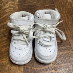 Nike Air Force 1 Mid Top White Leather Lace-Up Sneakers Unisex Kids