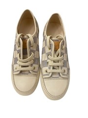 Authentic Louis Vuitton Coated Canvas Leather Lace Up Sneakers Size 32 US 1