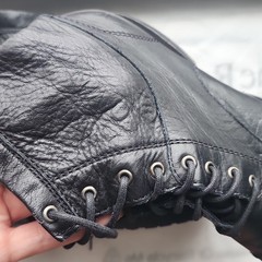 Frye Black Leather Erin Lug work Combat Boot Lace Up Youth size 14 3474314 BLK